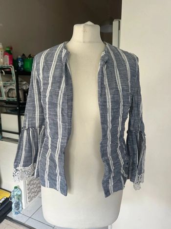 Veste légère bleue rayée blanche - Zara
