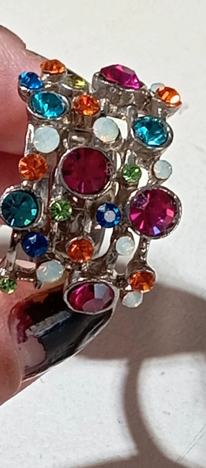 Bague multicolore strass réglable - photo numéro 9