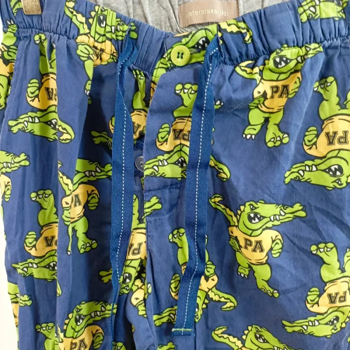 Pantalon lounge Peter Alexander bleu imprimé crocodiles vert fun T40 cotonA1387 - photo numéro 4