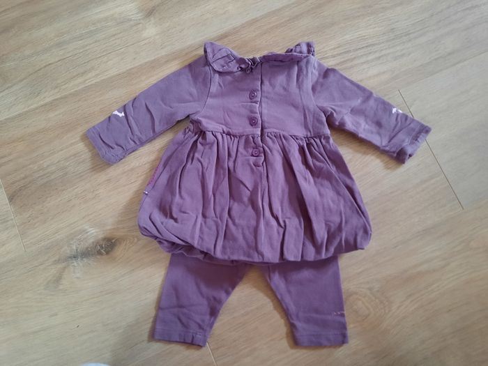 Ensemble robe/tunique + legging violet "Marèse" 3 mois - photo numéro 3