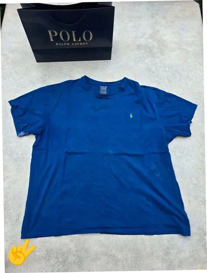 T-shirt Ralph Lauren XXL coupe col rond bleu Homme Men tee13b - photo numéro 4