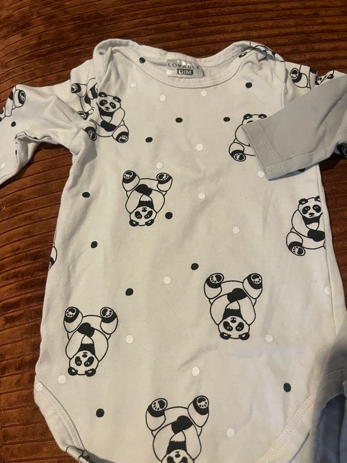 3 bodys manches longues panda dim 3 mois - photo numéro 4