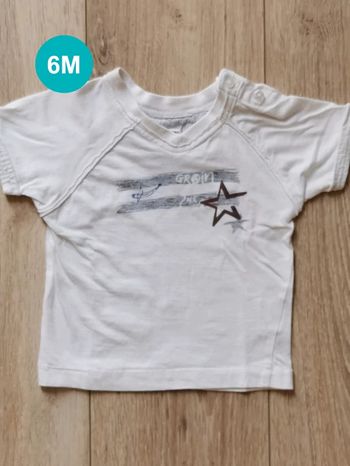 T-shirt blanc étoiles Grain de Blé 6 mois