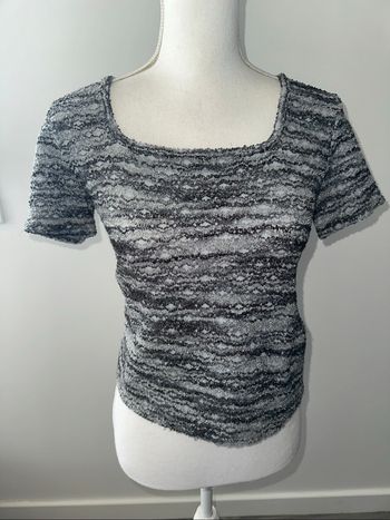Crop top en dentelle et mesh bleu et gris Kiabi Vintage T38/40 M/L