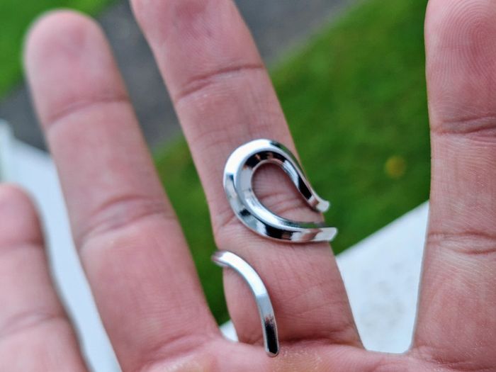 Bague Ouverte Argentée en acier inoxydable, Motif moderne Bague design ouvert Ajustable - photo numéro 5