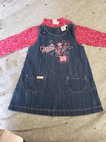 Ensemble salopette T-shirt ML Minnie 18 mois