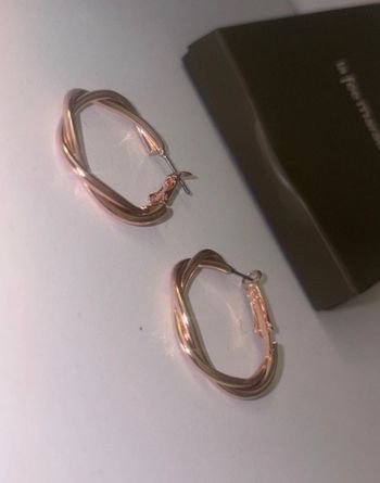 Boucles d’oreilles créoles torsadées – doré rosé ✨