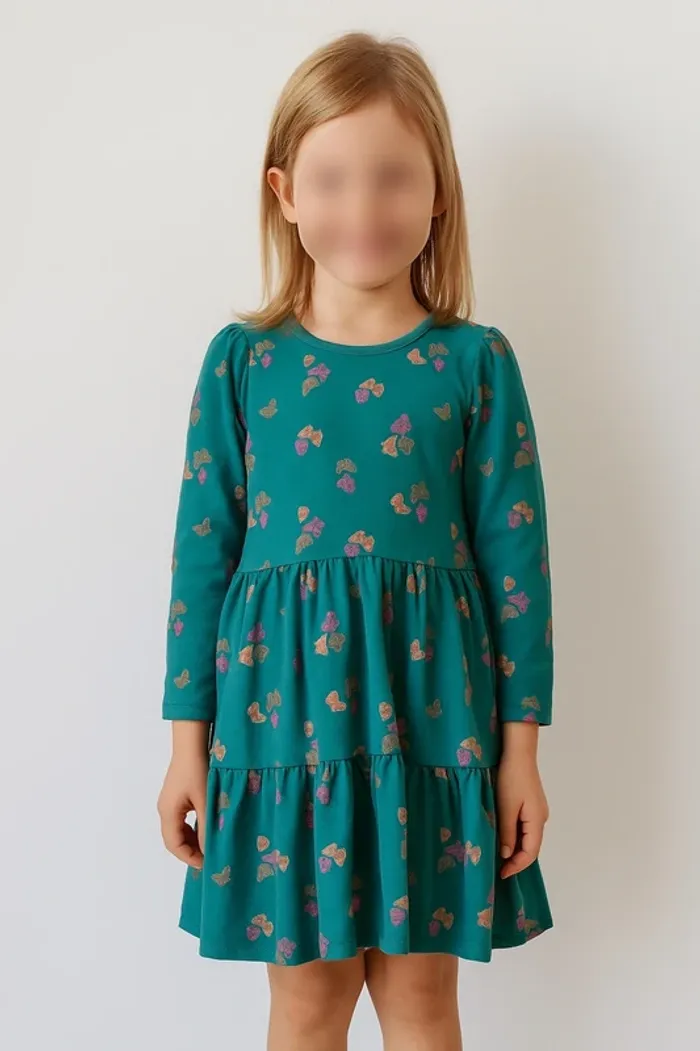 Robe fille 5 ans – manches longues – vert foncé – très bon état - photo numéro 2