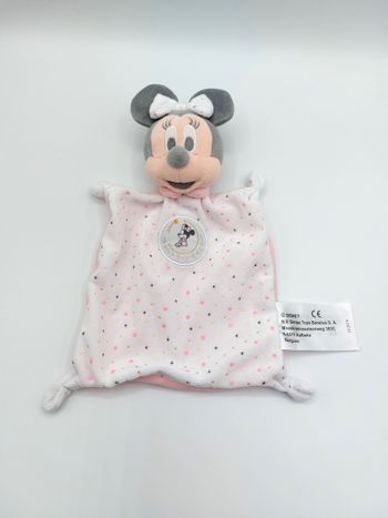 Doudou plat MINNIE DISNEY SIMBA TOYS rose blanc gris étoiles dorées lune or