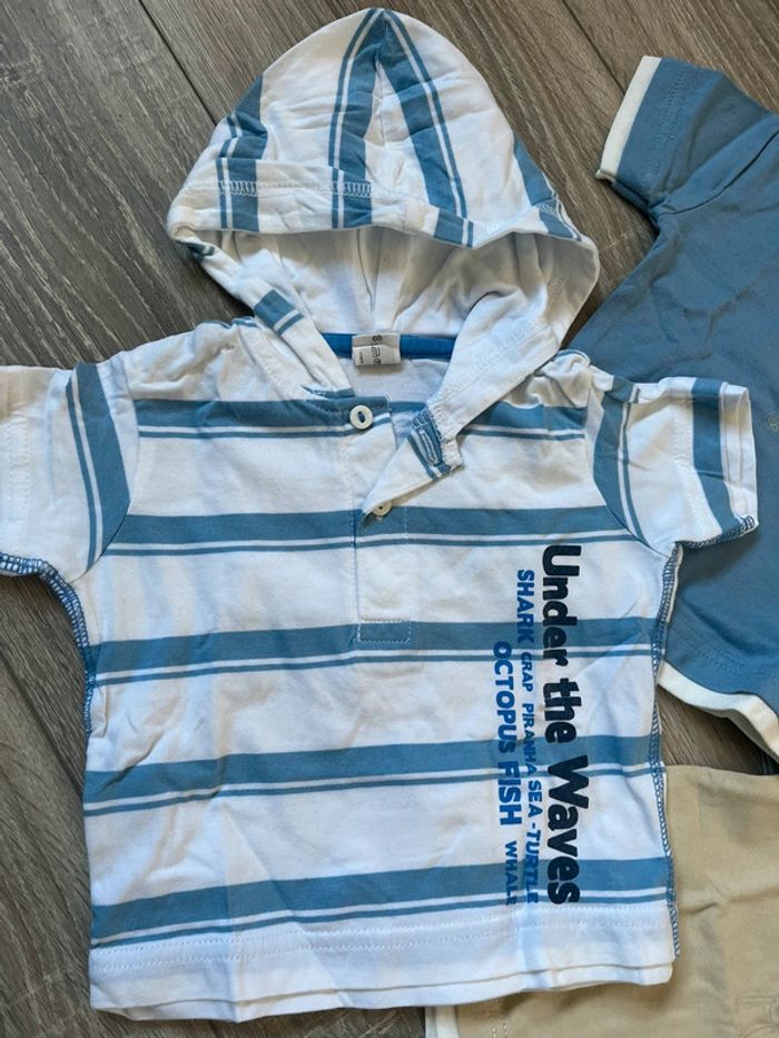 Lot t-shirt bébé garçon manches courtes 6 mois - photo numéro 2