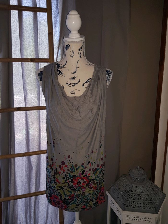 Tunique grise motifs colorés La Redoute