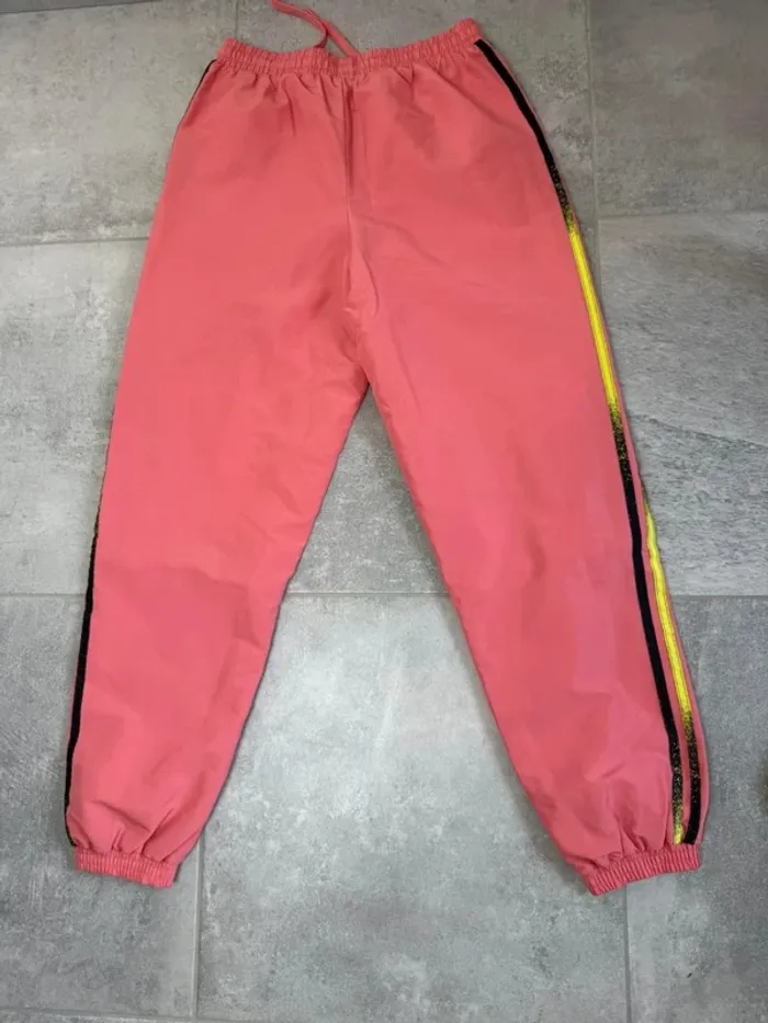 Rare - Pantalon de traning Adidas femme rose et jaune taille 38, médium comme neuf - photo numéro 7