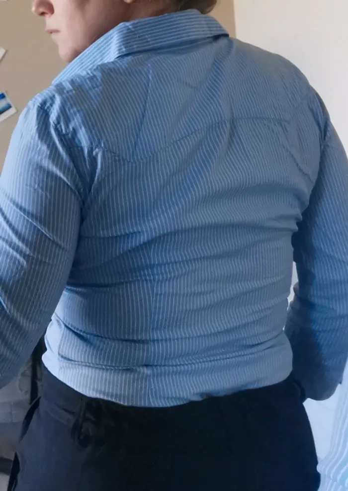 Chemise Zara bleu rayée blanc - photo numéro 3