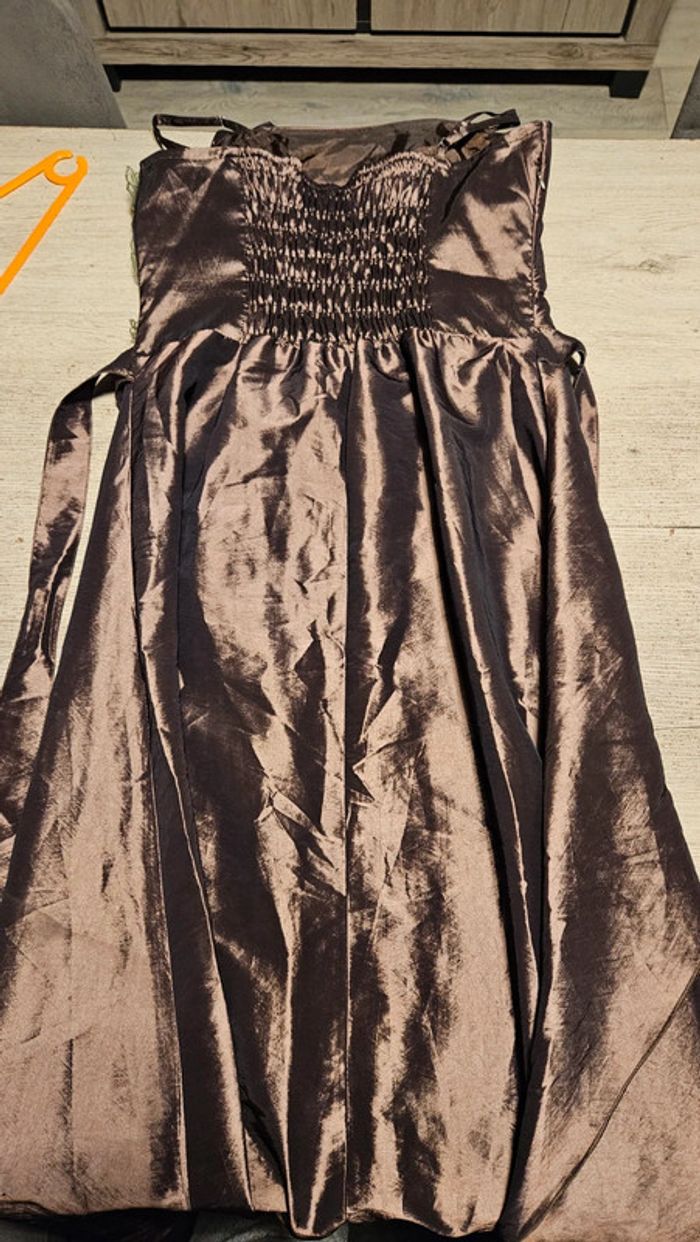 Robe longue de soirée brun satiné, à bretelles, Envie Collection, XL - photo numéro 10