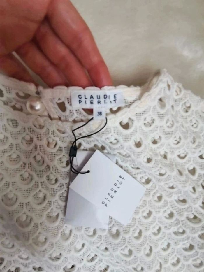 😍 Magnifique T-shirt ajourée en dentelle Blanche | Claudie Pierlot | Taille 38 😍 - photo numéro 6