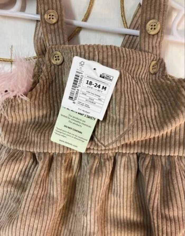 Robe salopette bébé fille - velours côtelé - neuf - Taille 18 mois - photo numéro 3