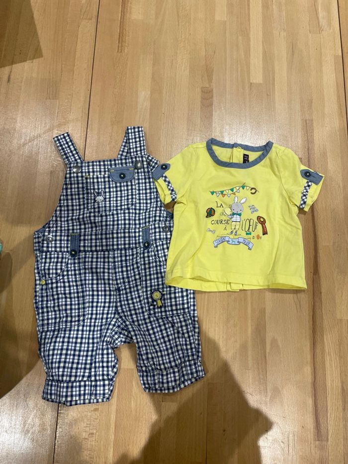 Ensemble salopette et tee shirt 3 mois