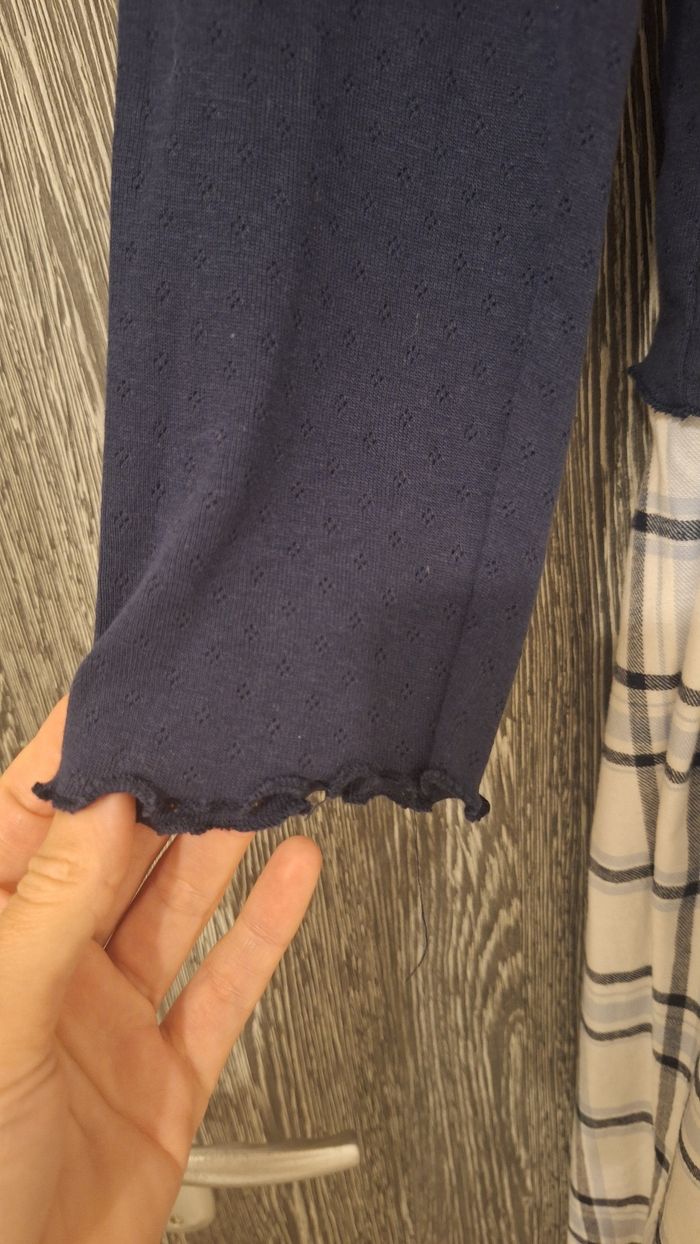 Ensemble pyjama en flanelle léger bleu et blanc  à carreaux - photo numéro 7