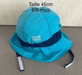 Chapeau protection anti uv taille 45cm 6/9 mois marque Olaian