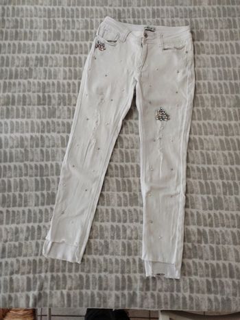 Jeans blanc stretch strass perles My holly's taille 38 M