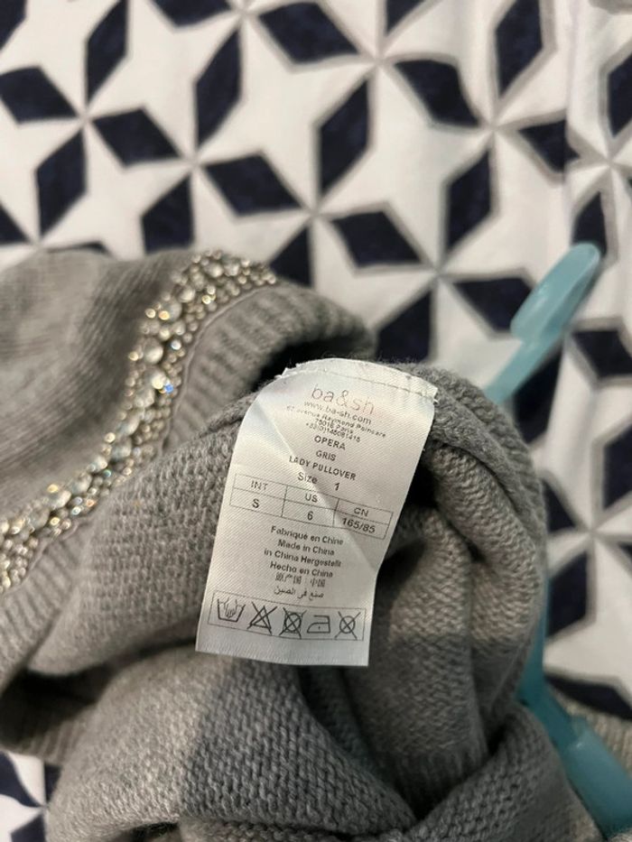 Pull Ba&sh cachemire gris orné de strass argent - photo numéro 16