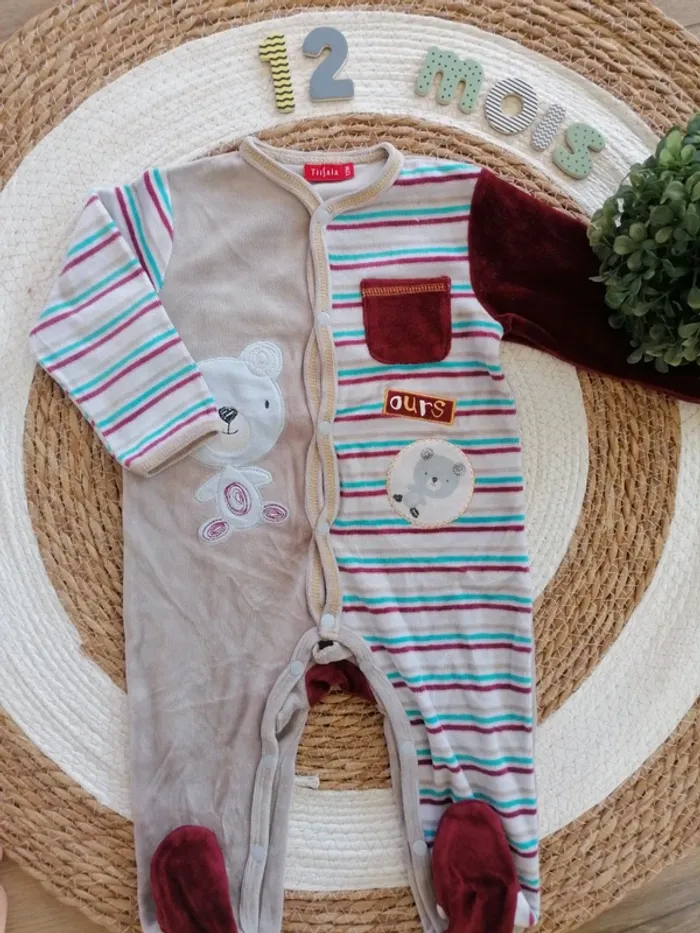 Pyjama velours une pièce - Tissaia - 12 mois