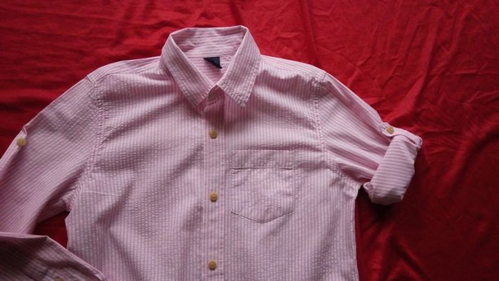 Jolie chemise manches longues à rayure rose et blanche - photo numéro 3