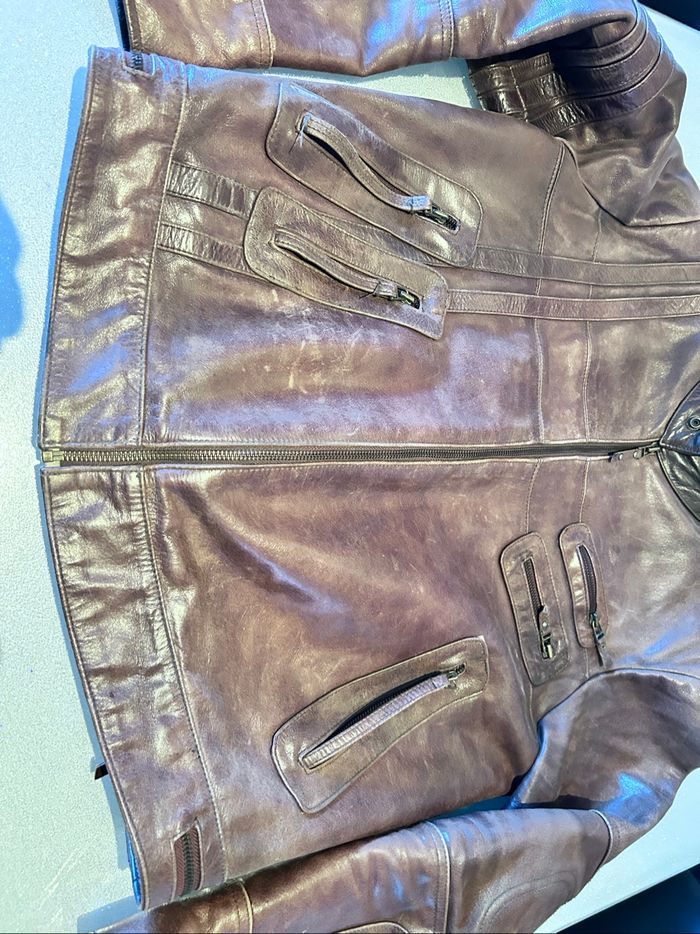 Veste en cuir brun Oryx – Homme – Taille M – Très bon état – Style biker chic - photo numéro 2