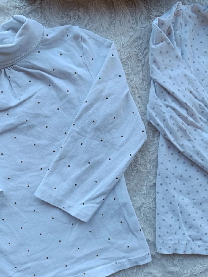 Lot de 2 sous pull col roulé Fille 18 mois cœur pois Kiabi - photo numéro 5