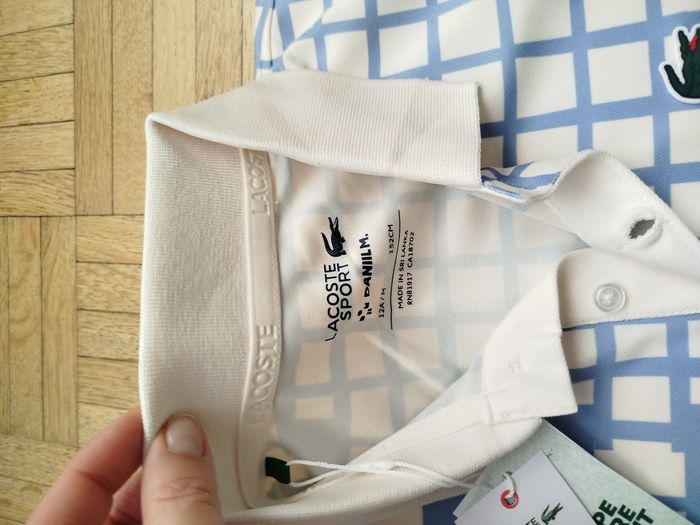 Polo blanc bleu Lacoste garçon 12 ans neuf - photo numéro 3