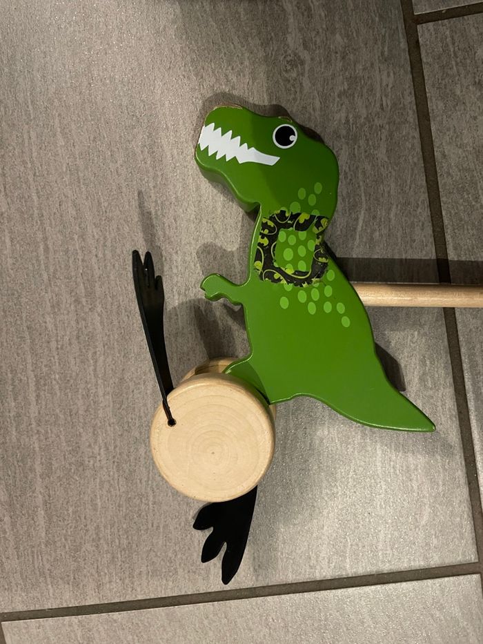Jouet à pousser en bois Dinosaure - photo numéro 2