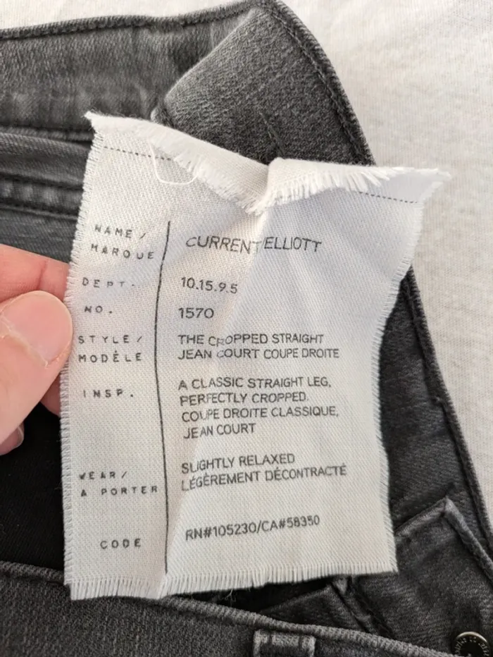 Jean Current/Elliott "The Cropped Straight" - Gris délavé - Taille 26 (36) - photo numéro 4