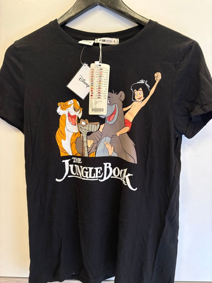 T-shirt le livre de la jungle Disney – Noir – NEUF avec étiquette