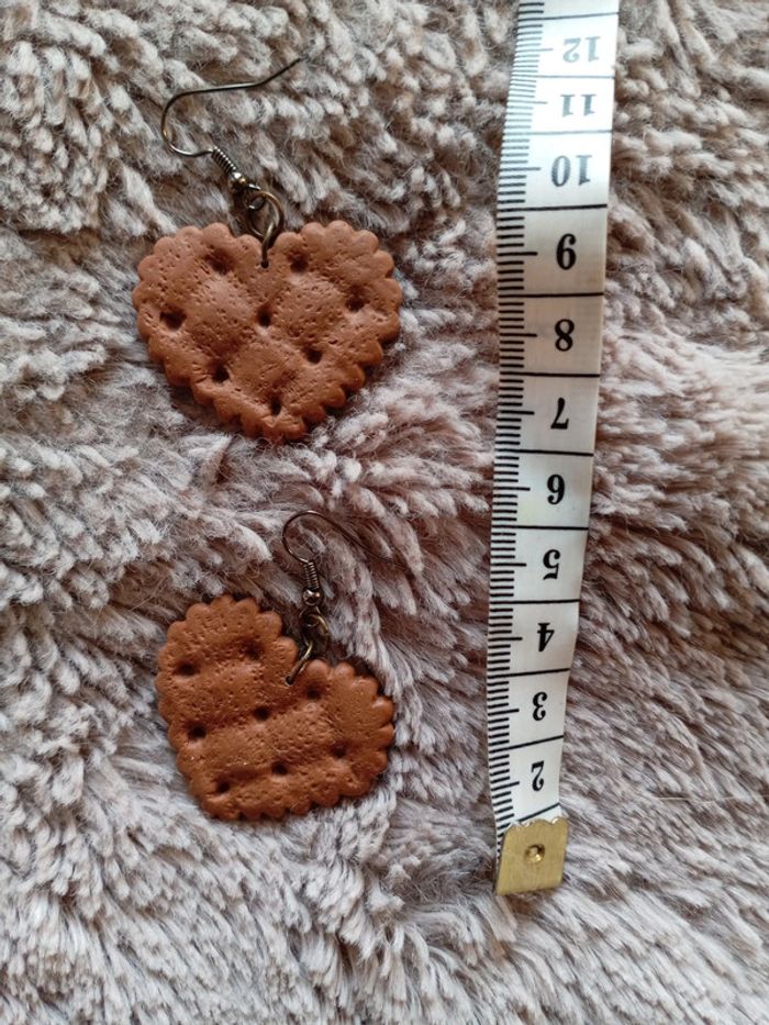 Boucles d'oreille biscuit cœur