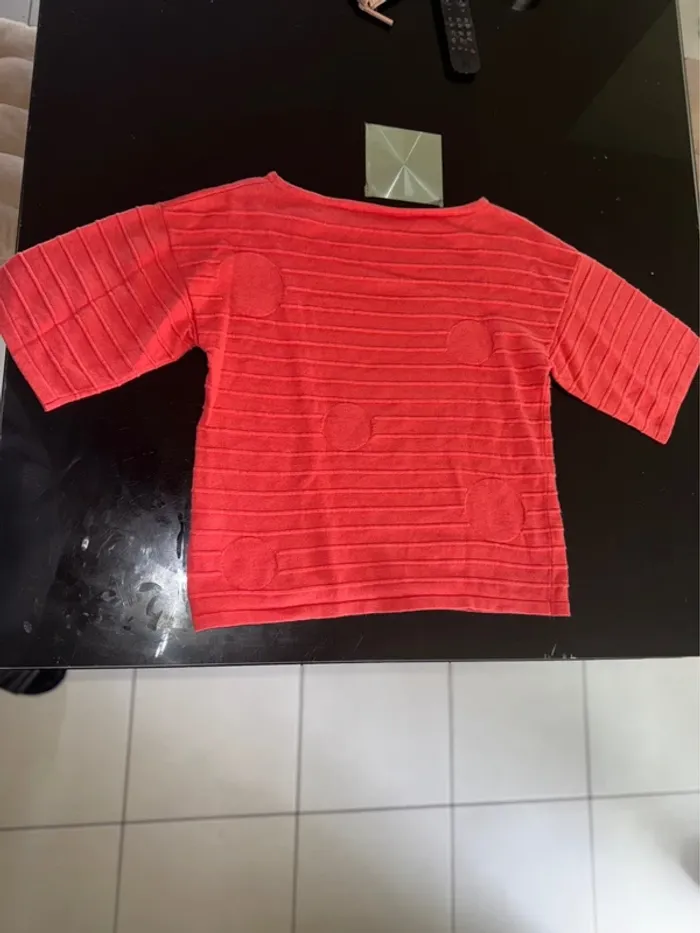 Haut rouge/oranger manches courtes taille 40 - photo numéro 2