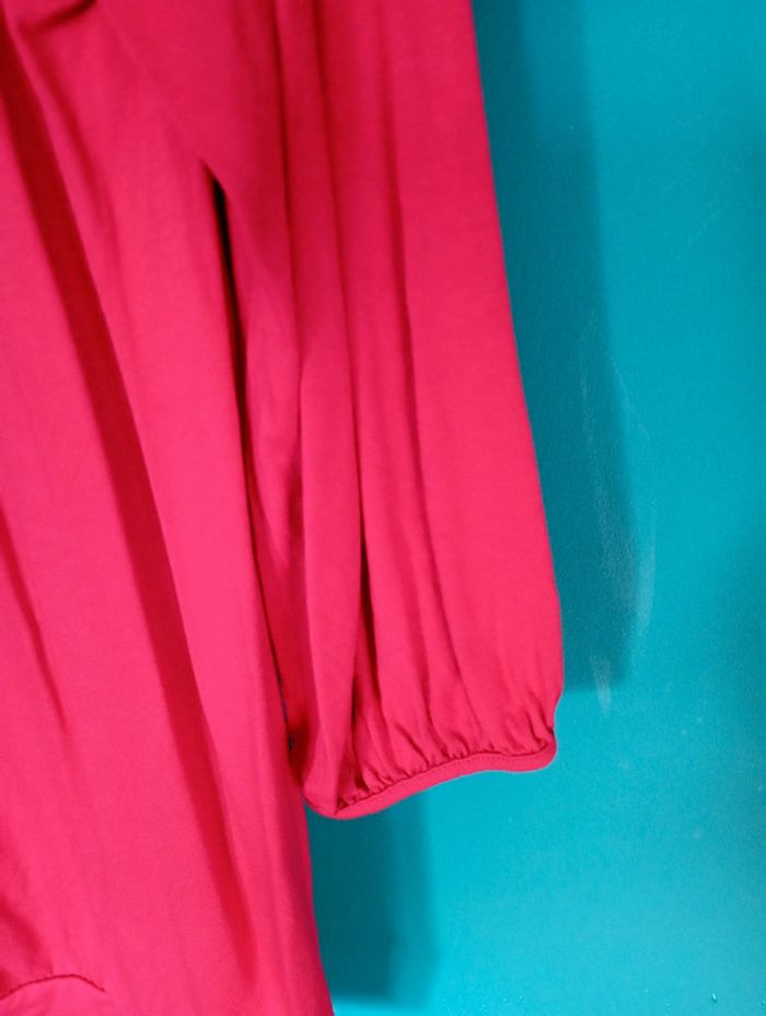 Tee shirt manches 3/4 rouge cerise - photo numéro 3