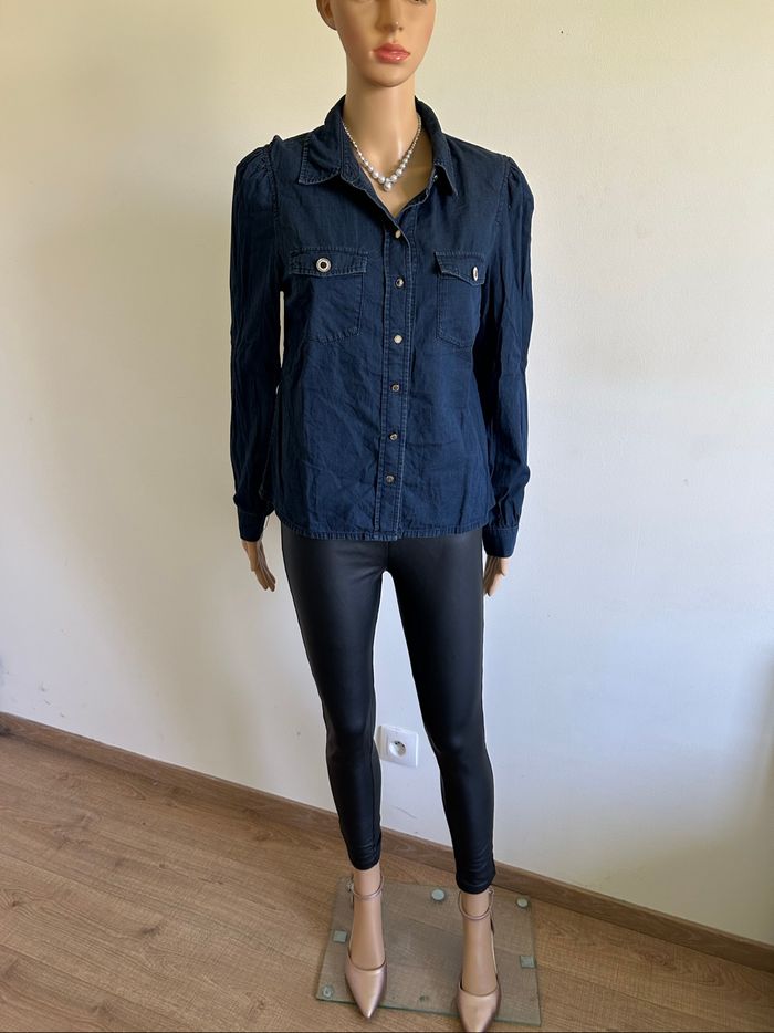 Chemise bleue marine à manches longues Morgan taille 40 TBE - photo numéro 3