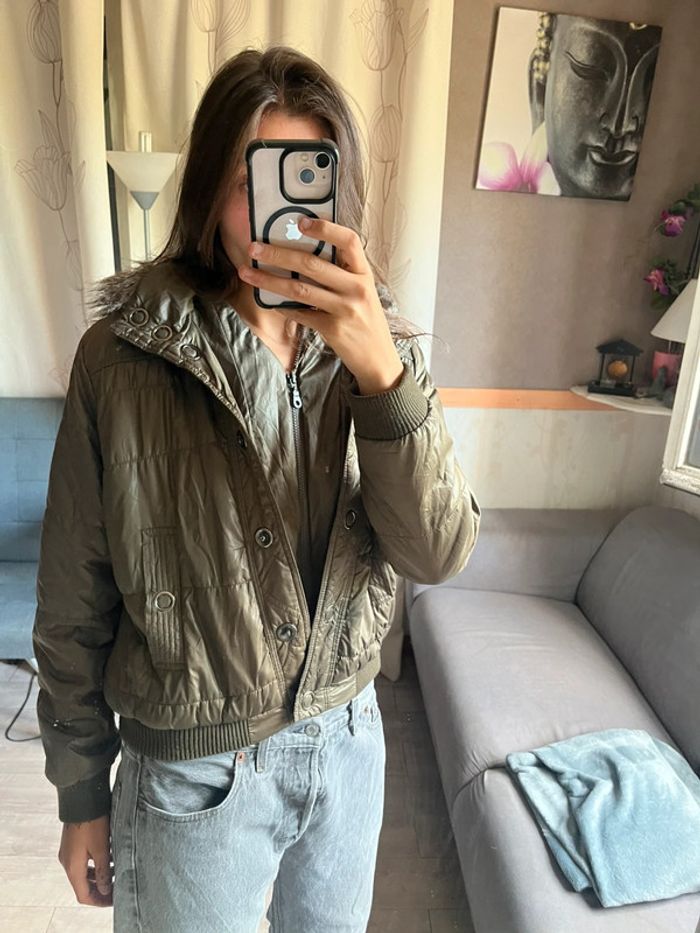 Blouson Afghan vintage y2k 2000yer y2k fur hooded winter bomber jacket 2000er Afghan manteau - photo numéro 3