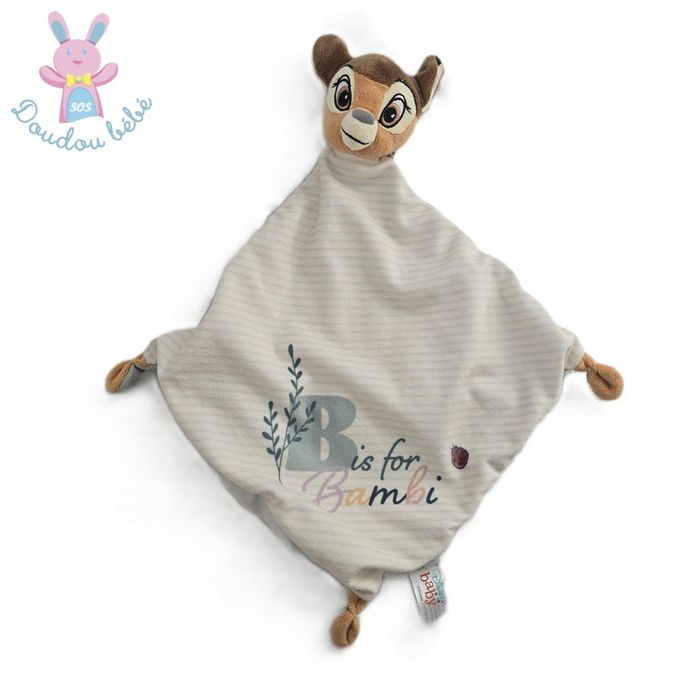 Doudou plat Faon Bambi rayé coccinelle dos vert Disney Achat