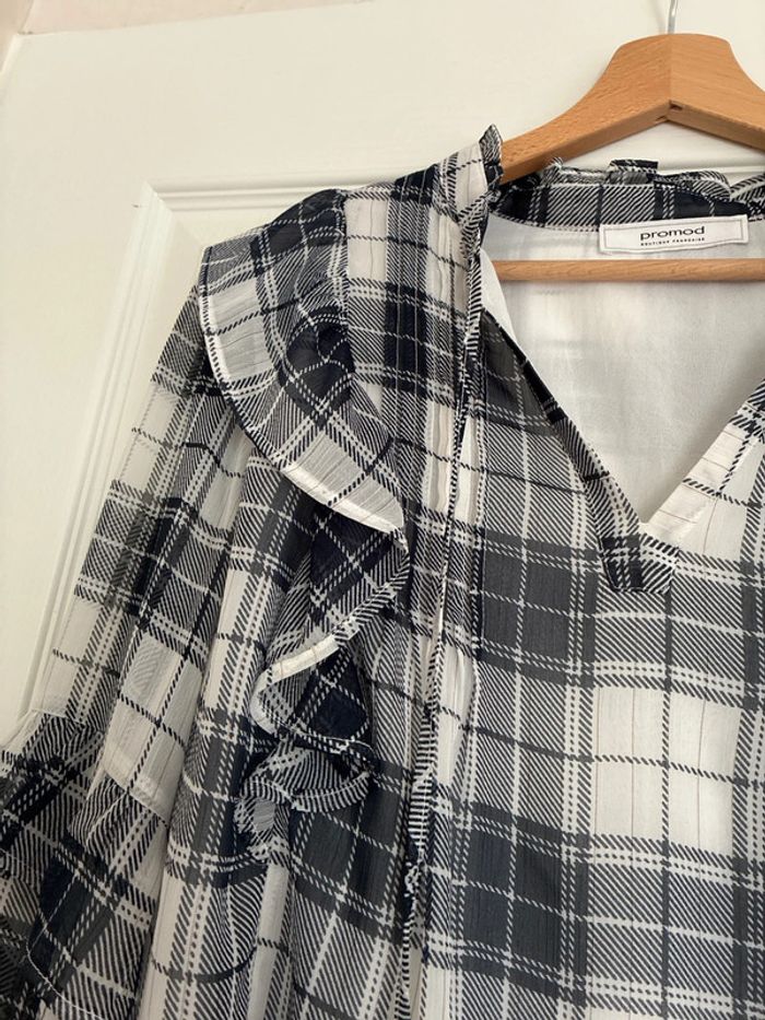 Chemise à carreaux bleu et métallisé - photo numéro 2