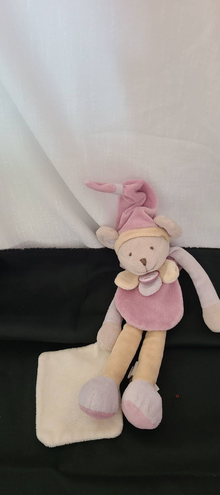 Doudou Lapin Marron Rose Mauve Vert Mouchoir Lila Mélis DOUDOU ET COMPAGNIE