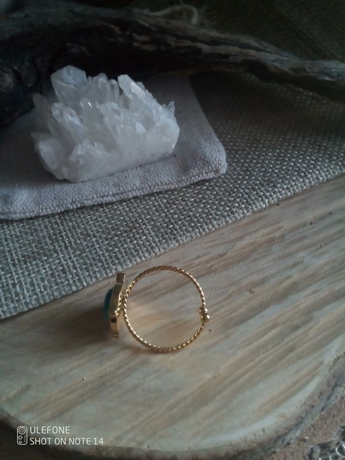 Bague pierre oeil de chat bleu - photo numéro 3