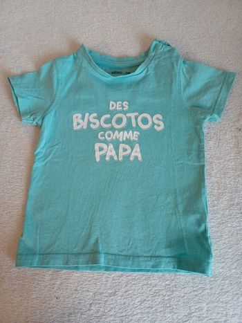 T-shirt turquoise 24 mois "des biscotos comme papa"