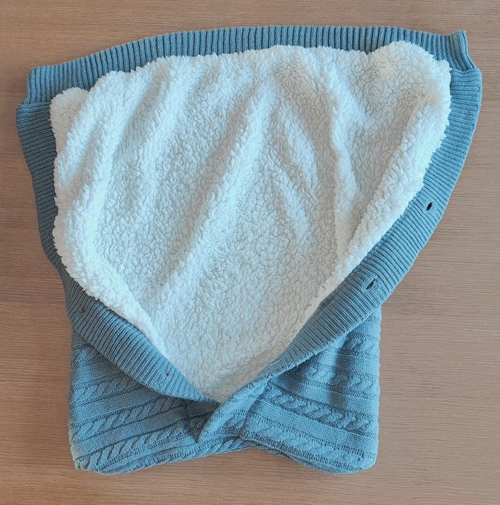 🍼 Nid d'ange turbulette en laine - Bleu 🍼 - photo numéro 2