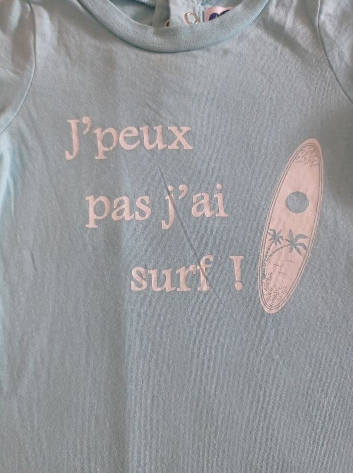 Petite combinaison pour l'été pour garçon bleu ciel taille 6 mois marque mode enfance avec pression dans le dos et devant voir photos - photo numéro 2