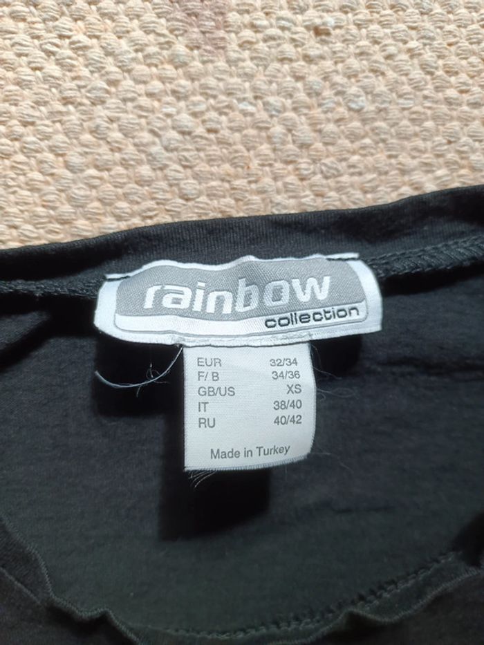 T-shirt noir smiley rainbow S sequins brillant doré argenté - photo numéro 4