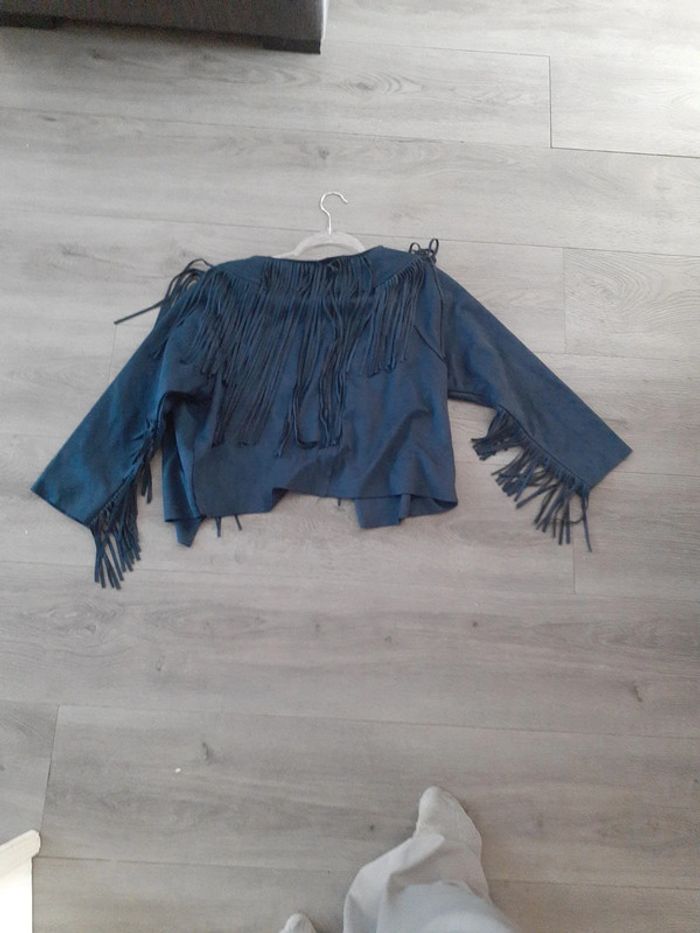 Veste courte à franges bleu foncé- T.  L/XL - photo numéro 3