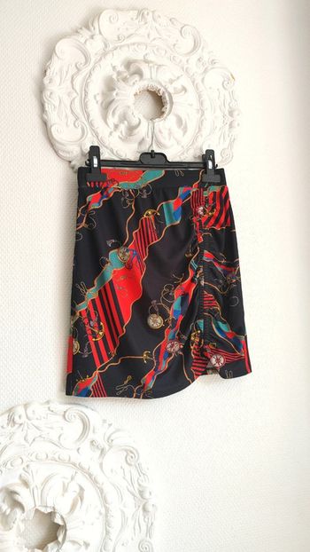 Mini jupe taille haute imprimée élégant fronce sur la cuisse