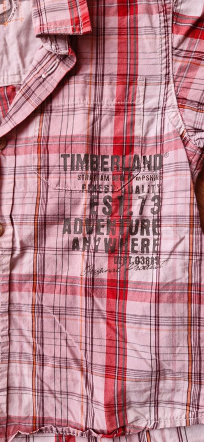 Chemise manches courtes 12 mois coloris rouge/rose/blanc creme - photo numéro 3