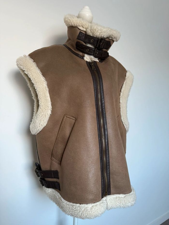 Veste vest manches Zara mouton polaire abrigo bombardier Chaleco borregito Weste mit Teddyfell - photo numéro 6